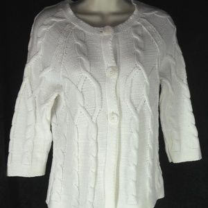 LIZ & CO sweater Cardigan 3 Button Cable Knit